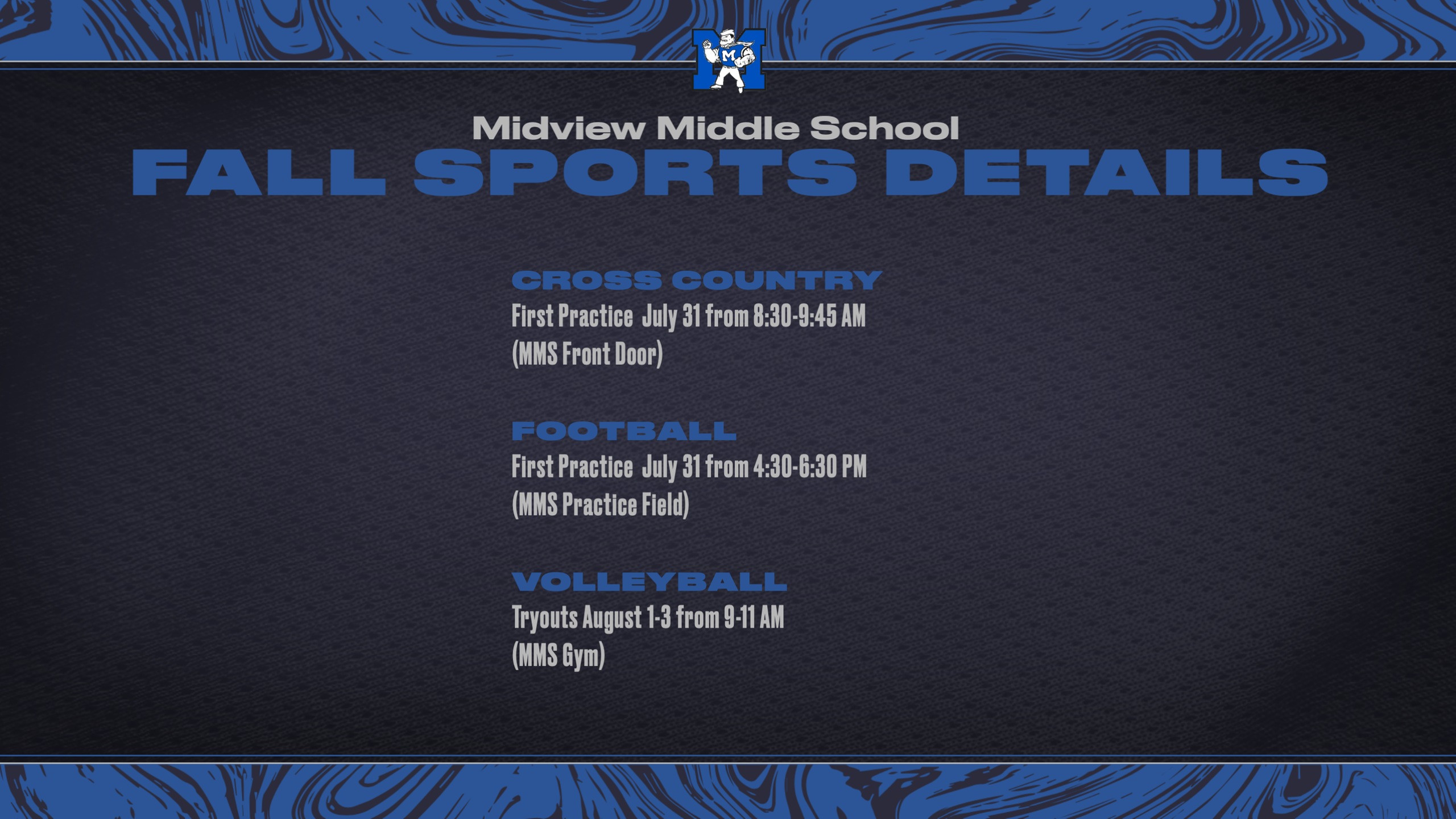 Midview Middle School Fall Sports Begin July 31