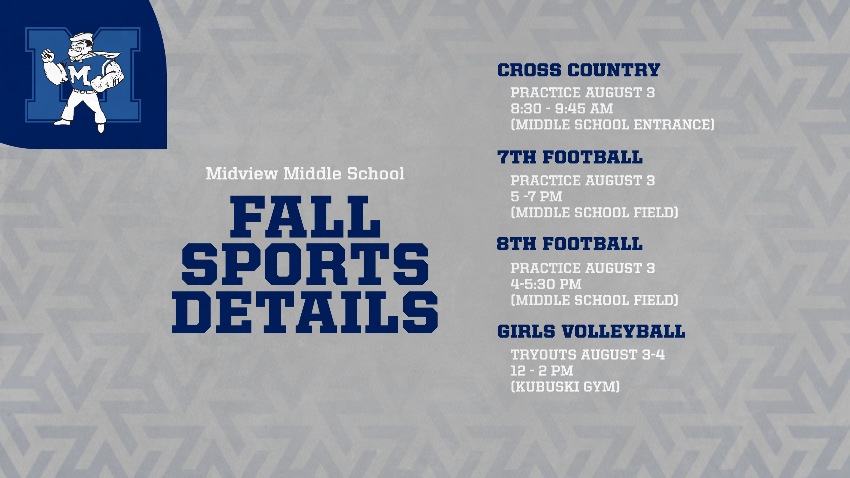 MMS Fall Sports Tryout and Practice Information