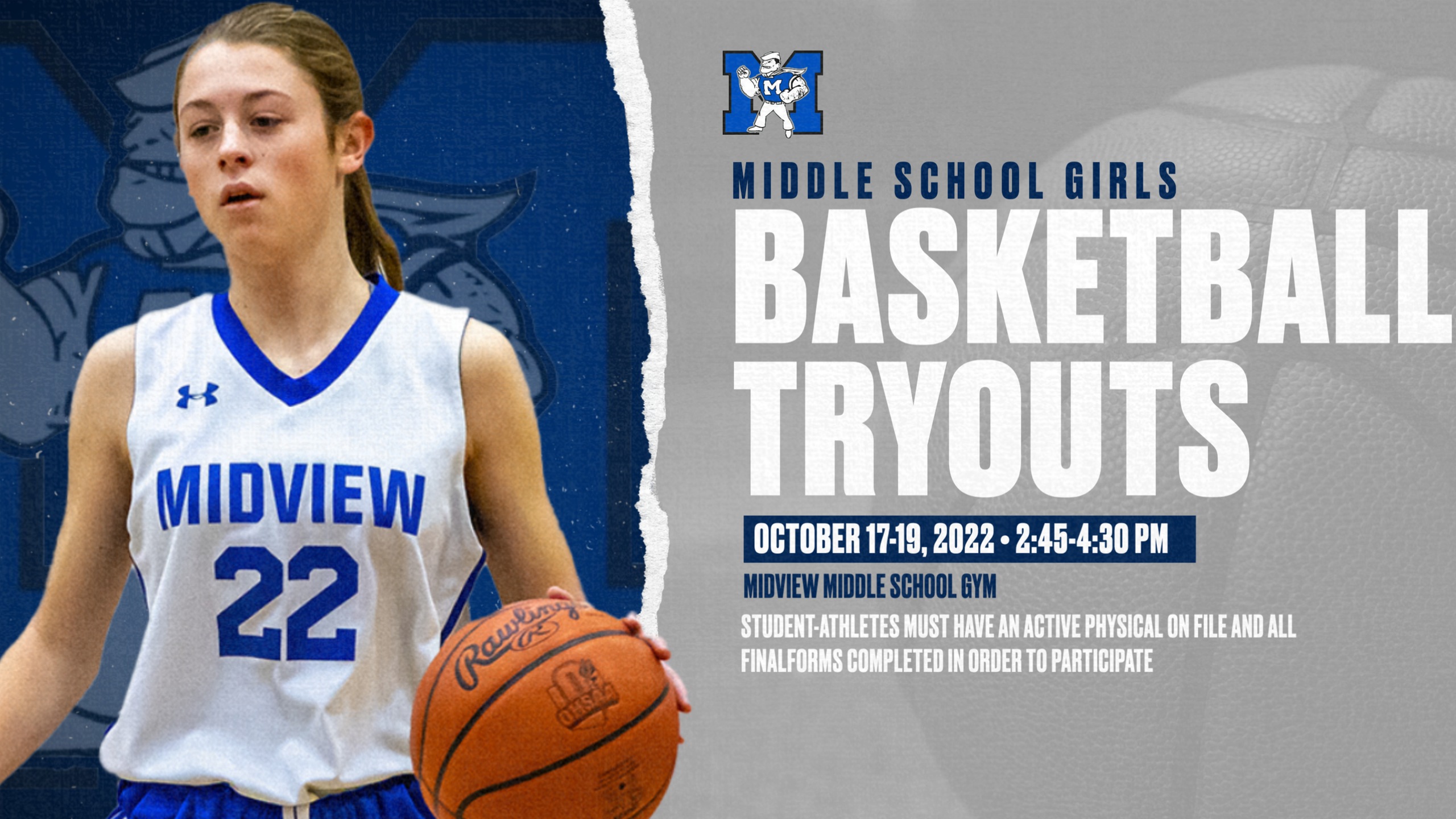 MS Girls Basketball Tryouts are October 17-19