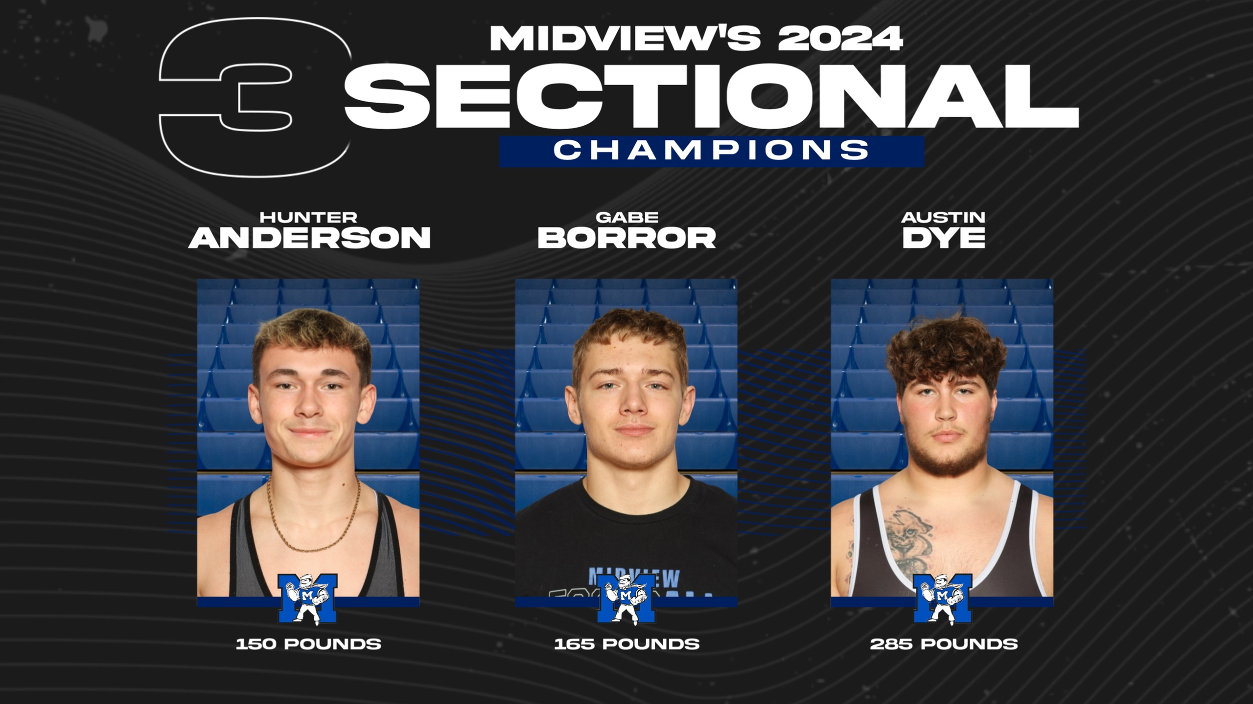 Midview Wrestliing Has 3 Sectional Champions; Qualifies 6 to District Tournament